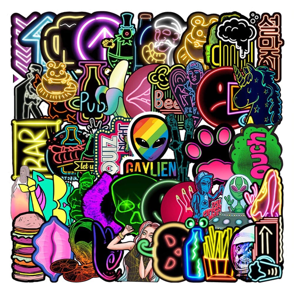 Stickers Skate <br> Néon (50pcs) Stickers Mania