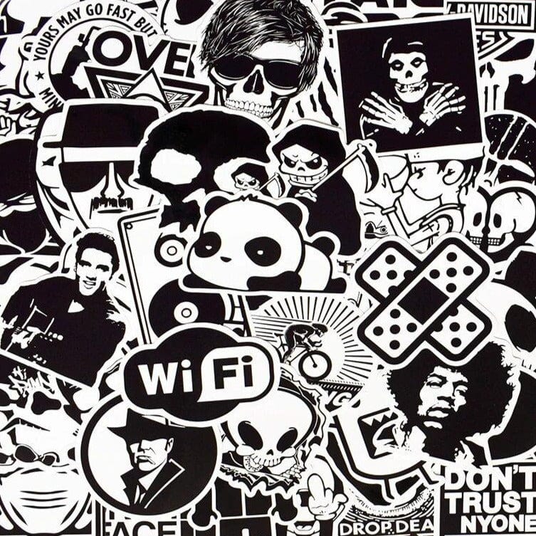 Stickers Skateboard Noir et Blanc (120 stickers) Stickers Mania