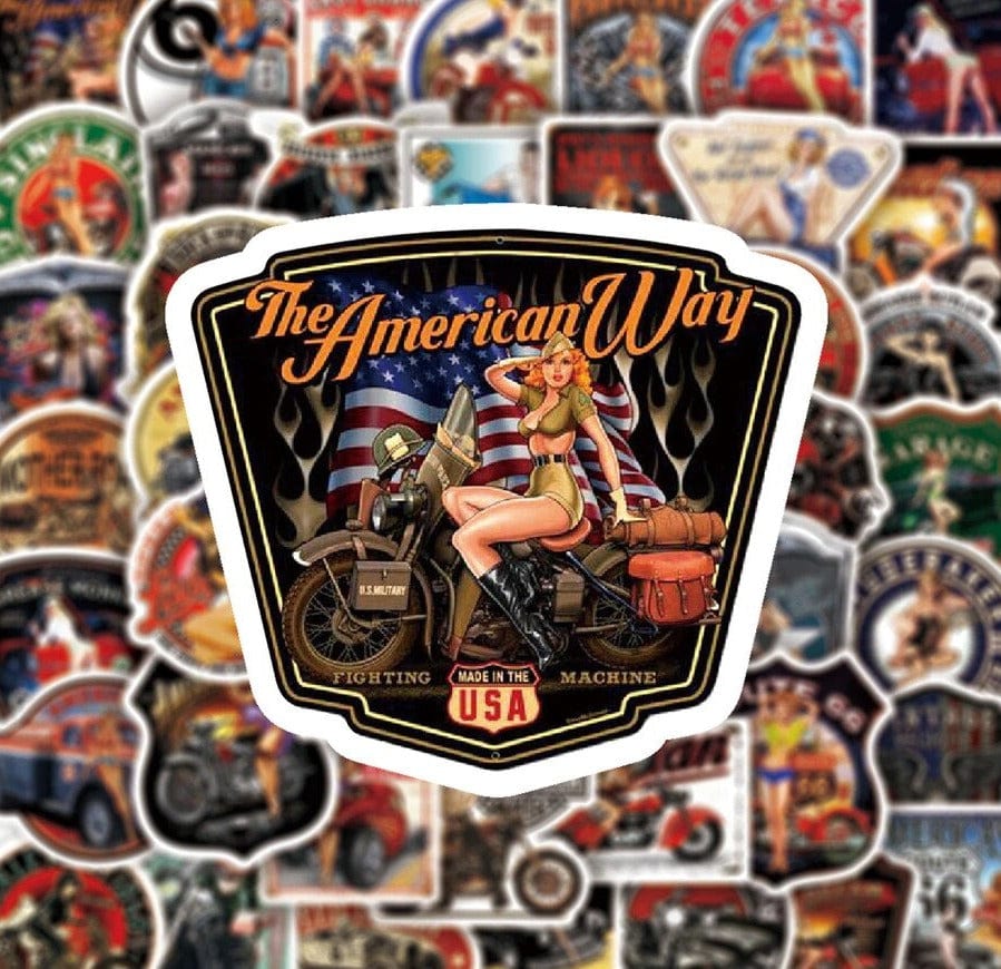 Stickers Vintage<br> Moto (50 pcs) Stickers Mania