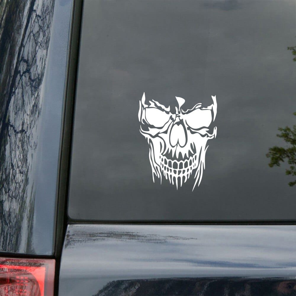 Stickers Voiture Tête de Mort Blanc Stickers Mania